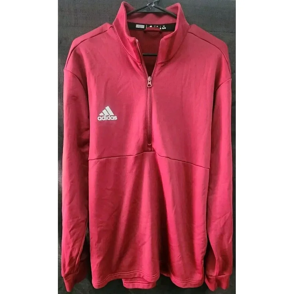 Adidas Mens Track Jacket‎ Red Maroon Size XL Aeroready Pullover 1/4 Zip Up